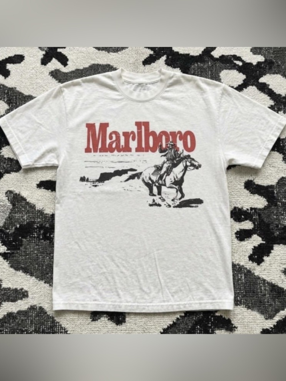 Marlboro Graphic Crewneck T-Shirt - White with Red Print